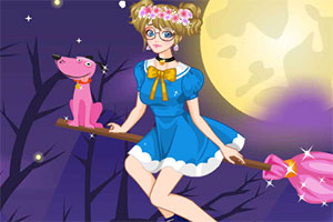 按此进入游戏魔法扫帚上的女孩